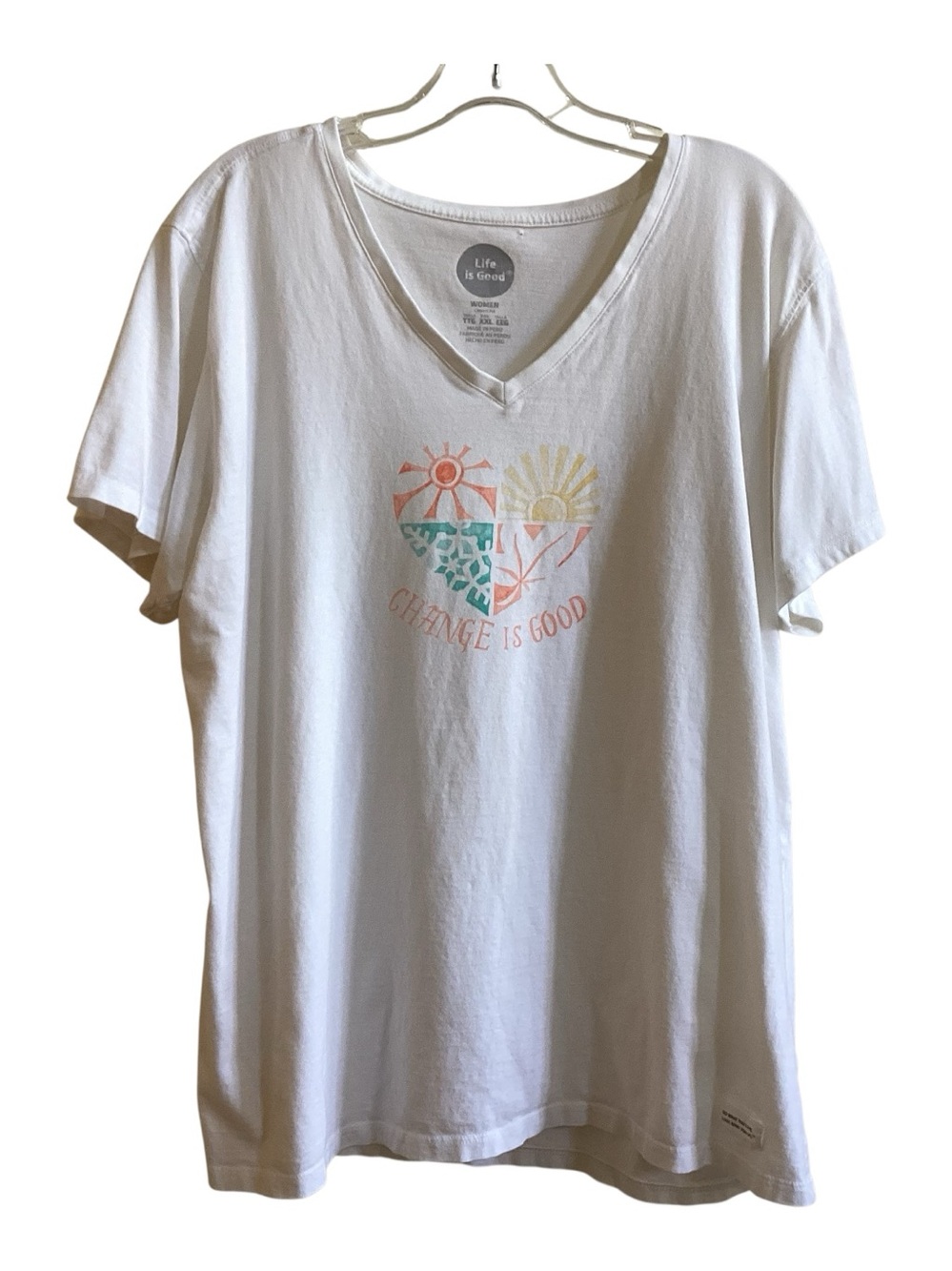 Life is Good White Graphic Tee Seasons Change Is Good Plus size XXL